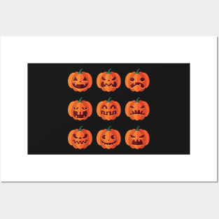 Pumpkins with faces Posters and Art